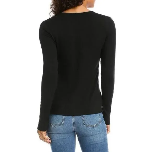 Karen Kane Black Long Sleeve Blouse with Silver Accent - Picture 2 of 8